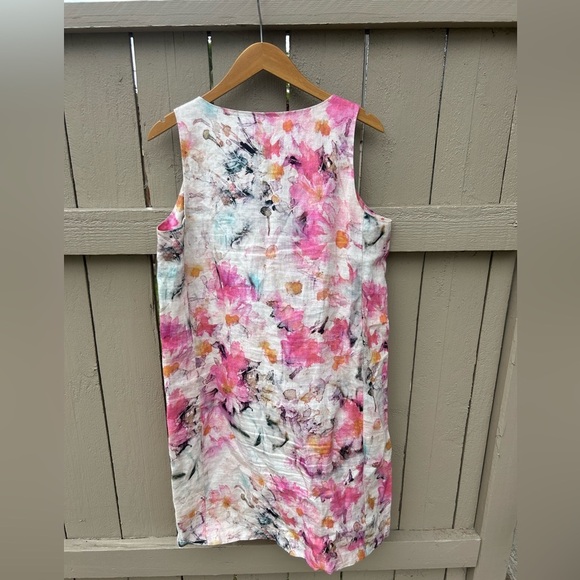 Purejill J.Jill Linen Watercolor Dress Spring Vacation Summer Cruise Beach Sz S - Picture 6 of 7